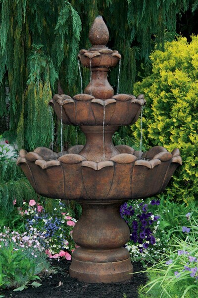 Three Tier Petal Leaf Fountain Large size cement statuary Massarelli